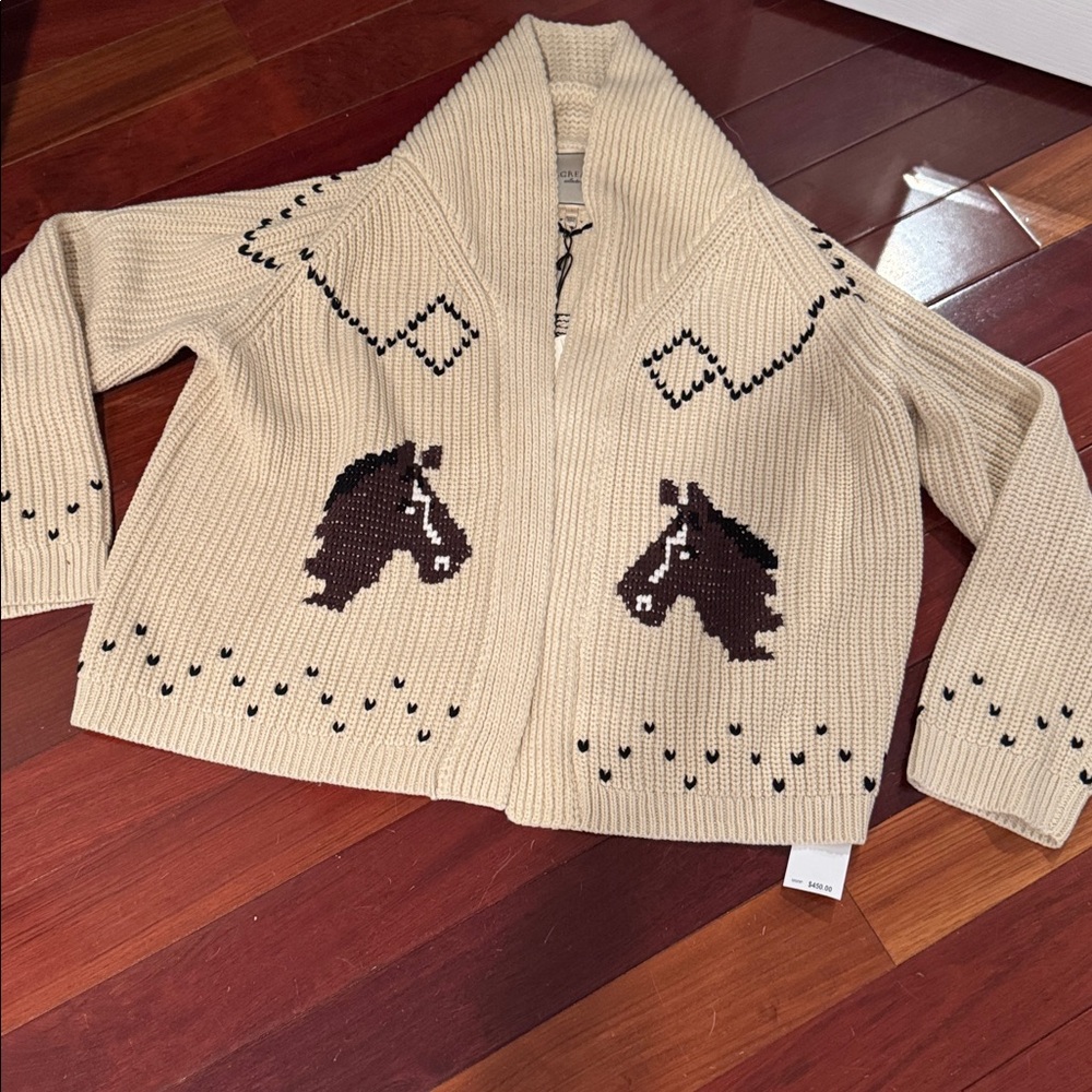The Great. NWT The Horse Lodge Cardigan Open cardigan with horse motif - Picture 5 of 12